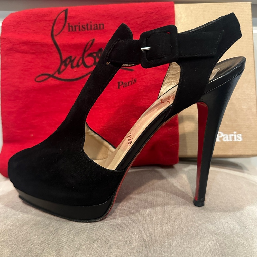 Christian Louboutin Black Suede Platform Heels